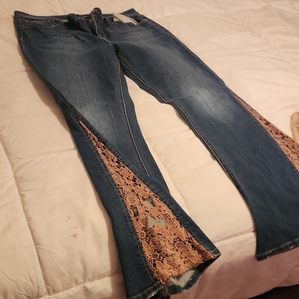 Wrangler Blue Flare & Wide Leg Jeans with Unique Pattern